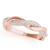 Double Row Pavã© Twisted Shank Half Eternity Ring in Gold & Platinum