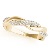 Double Row Pavã© Twisted Shank Half Eternity Ring in Gold & Platinum