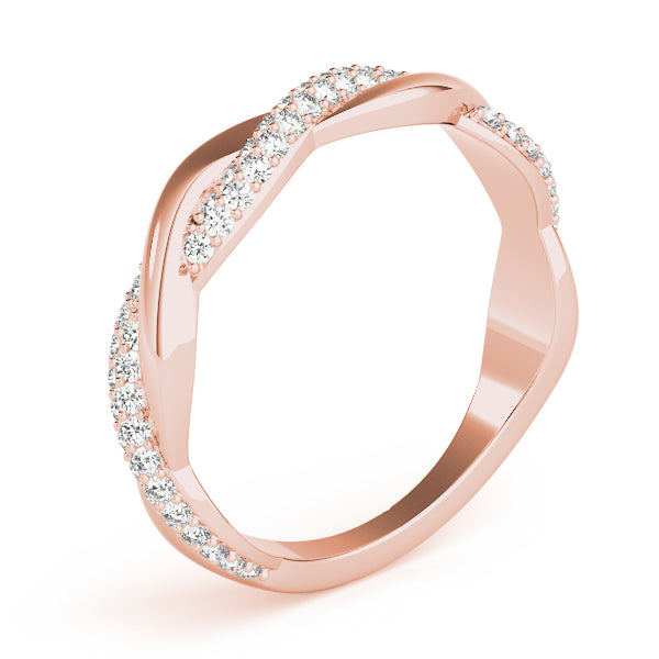 Double Row Pavã© Twisted Shank Half Eternity Ring in Gold & Platinum