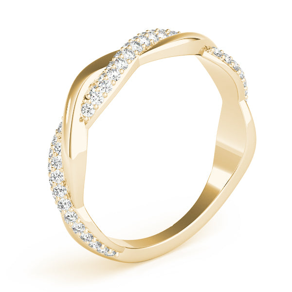 Double Row Pavã© Twisted Shank Half Eternity Ring in Gold & Platinum