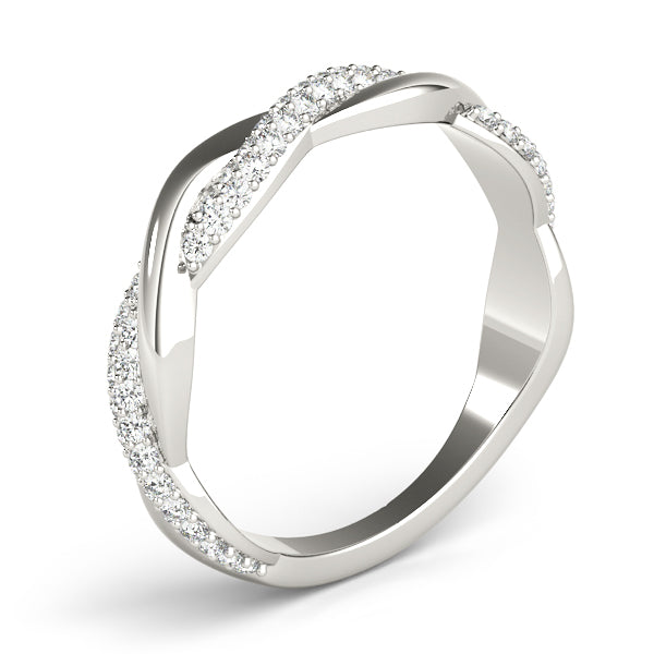 Double Row Pavã© Twisted Shank Half Eternity Ring in Gold & Platinum
