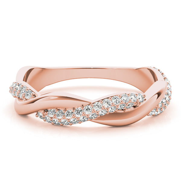Double Row Pavã© Twisted Shank Half Eternity Ring in Gold & Platinum