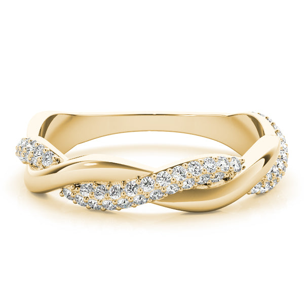 Double Row Pavã© Twisted Shank Half Eternity Ring in Gold & Platinum