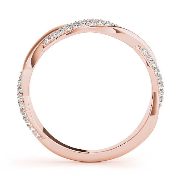 Double Row Pavã© Twisted Shank Half Eternity Ring in Gold & Platinum