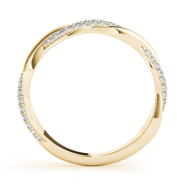 Double Row Pavã© Twisted Shank Half Eternity Ring in Gold & Platinum