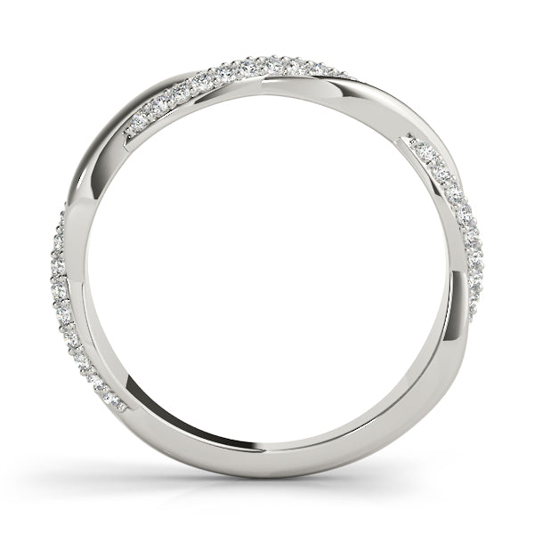 Double Row Pavã© Twisted Shank Half Eternity Ring in Gold & Platinum