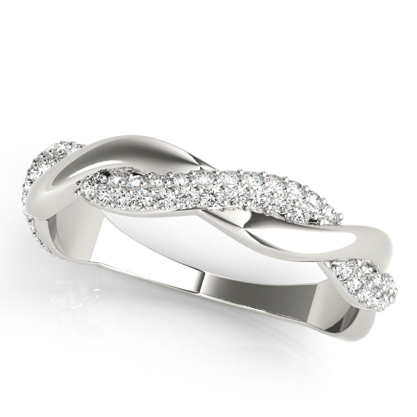 Double Row Pavã© Twisted Shank Half Eternity Ring in Gold & Platinum