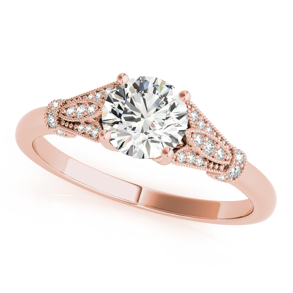 Couture / Color Ring Round Diamond Engagement Ring — 9K/18K Gold & Platinum