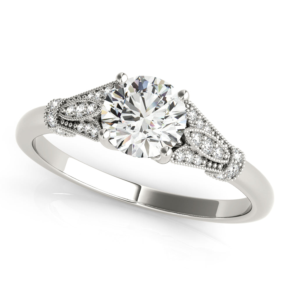 Couture / Color Ring Round Diamond Engagement Ring — 9K/18K Gold & Platinum