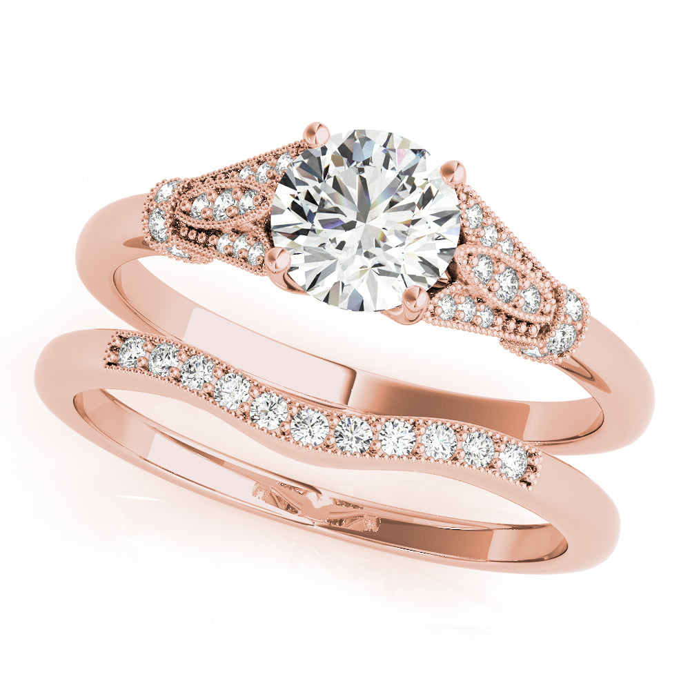 Couture / Color Ring Round Diamond Engagement Ring — 9K/18K Gold & Platinum