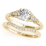 Couture / Color Ring Round Diamond Engagement Ring — 9K/18K Gold & Platinum