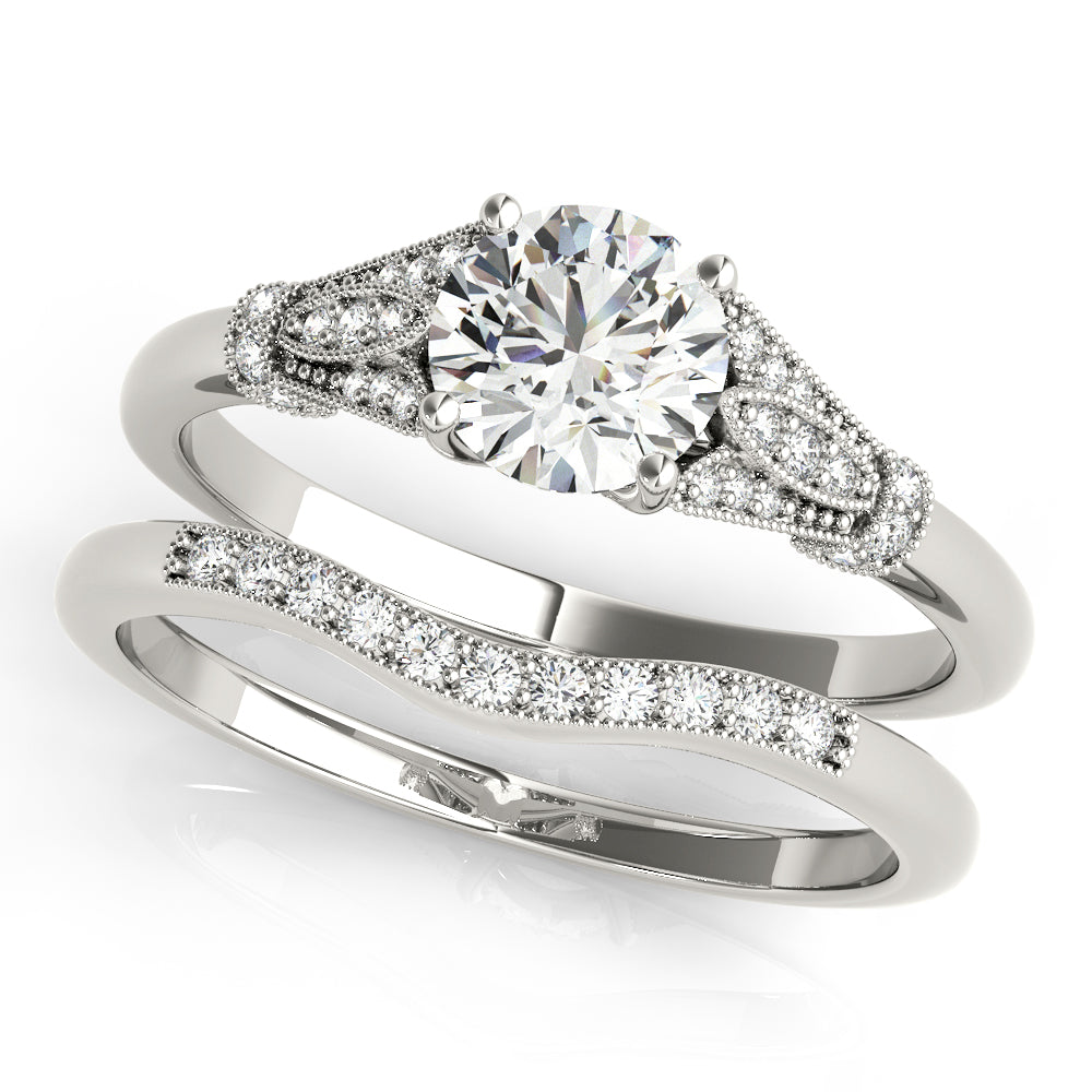 Couture / Color Ring Round Diamond Engagement Ring — 9K/18K Gold & Platinum