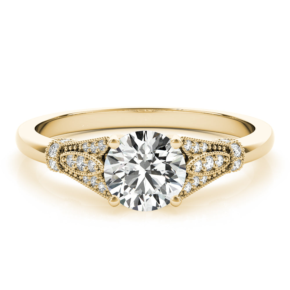 Couture / Color Ring Round Diamond Engagement Ring — 9K/18K Gold & Platinum