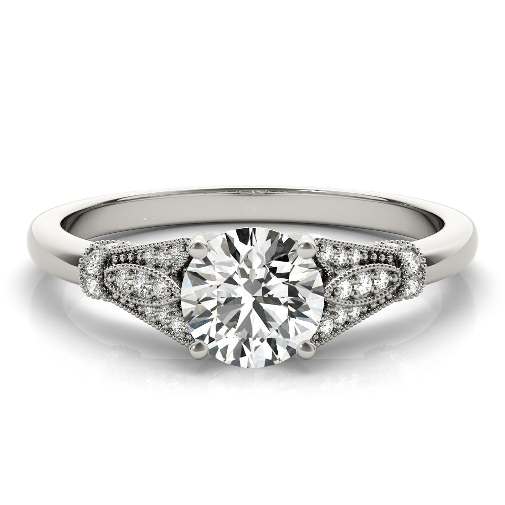 Couture / Color Ring Round Diamond Engagement Ring — 9K/18K Gold & Platinum