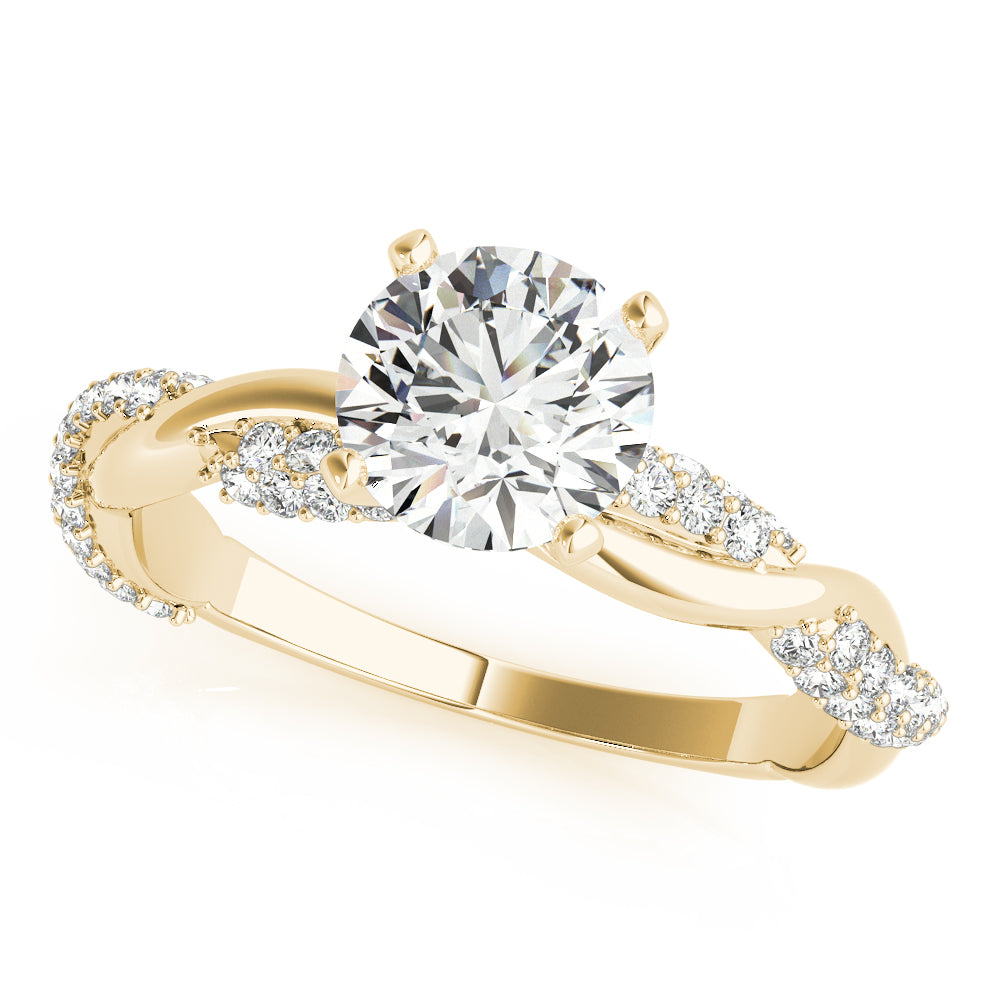 Romantic Twisted Engagement Ring Round Diamond Engagement Ring — 9K/18K Gold & Platinum