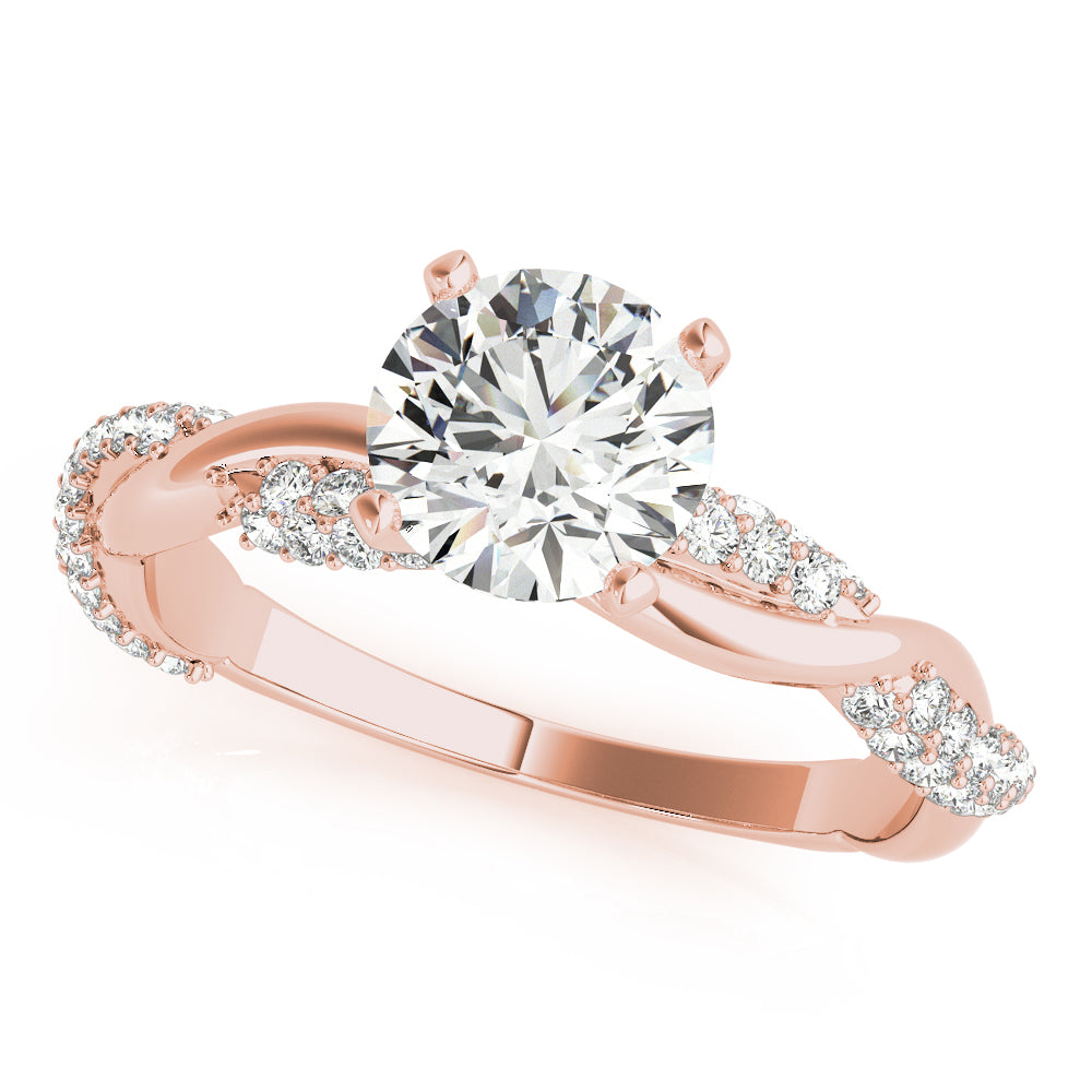 Romantic Twisted Engagement Ring Round Diamond Engagement Ring — 9K/18K Gold & Platinum