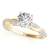 Romantic Twisted Engagement Ring Round Diamond Engagement Ring — 9K/18K Gold & Platinum