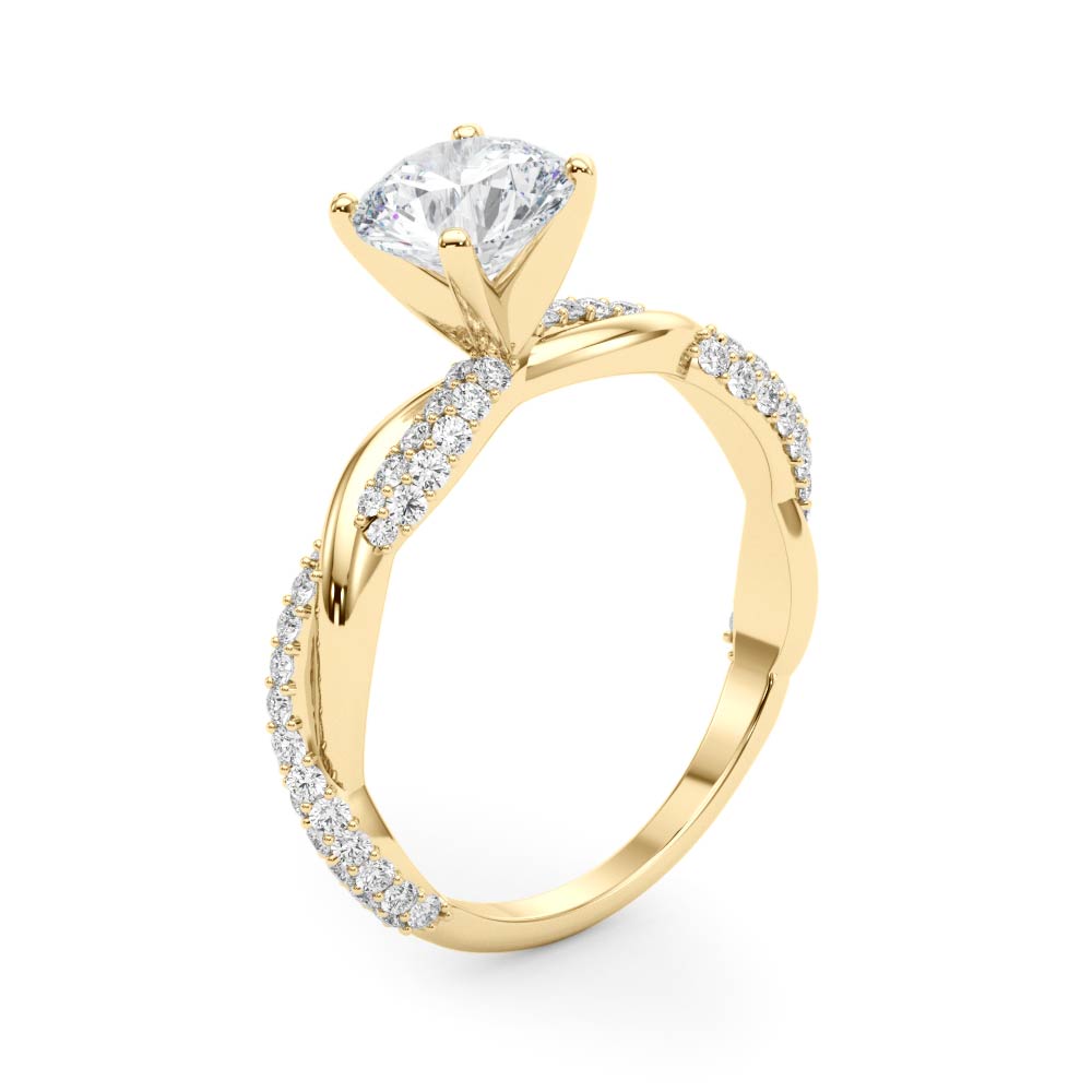Romantic Twisted Engagement Ring Round Diamond Engagement Ring — 9K/18K Gold & Platinum