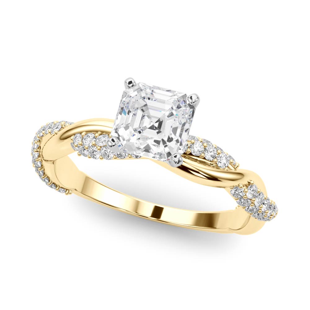Romantic Twisted Engagement Ring Round Diamond Engagement Ring — 9K/18K Gold & Platinum