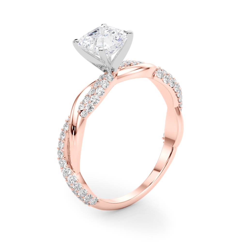 Romantic Twisted Engagement Ring Round Diamond Engagement Ring — 9K/18K Gold & Platinum