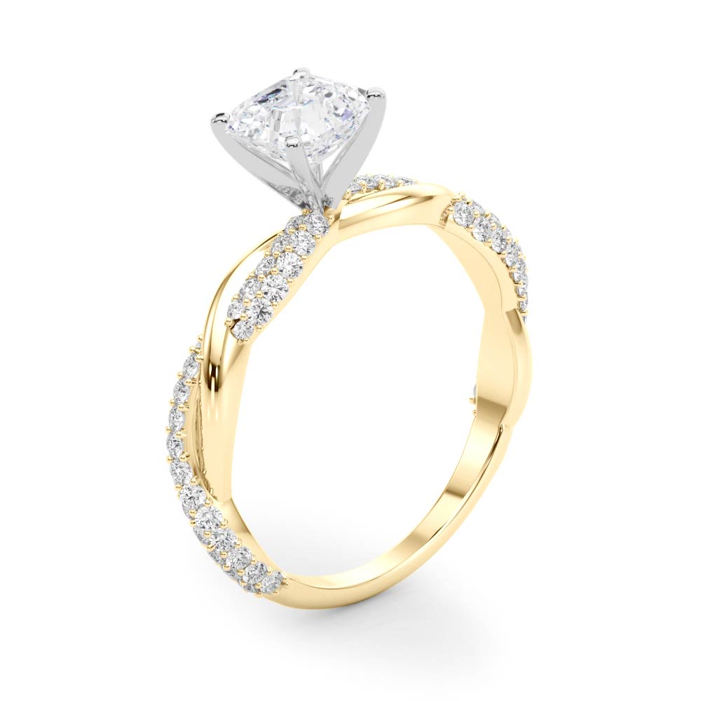Romantic Twisted Engagement Ring Round Diamond Engagement Ring — 9K/18K Gold & Platinum