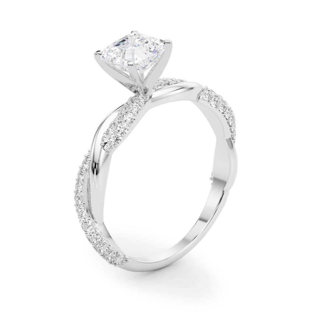 Romantic Twisted Engagement Ring Round Diamond Engagement Ring — 9K/18K Gold & Platinum