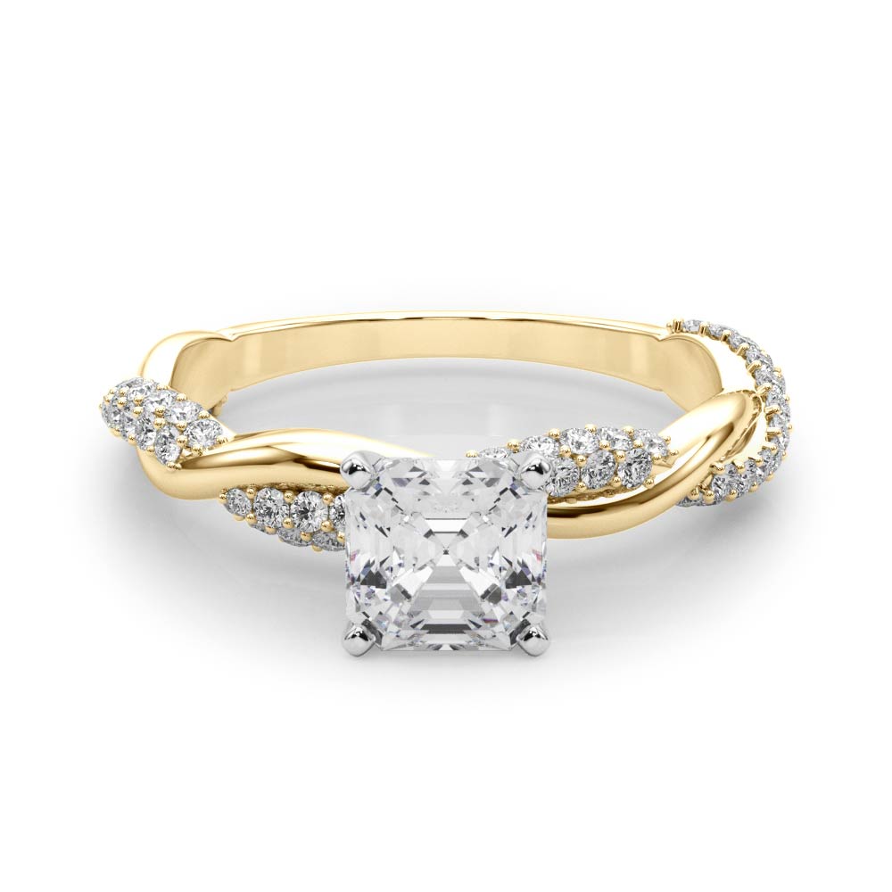 Romantic Twisted Engagement Ring Round Diamond Engagement Ring — 9K/18K Gold & Platinum