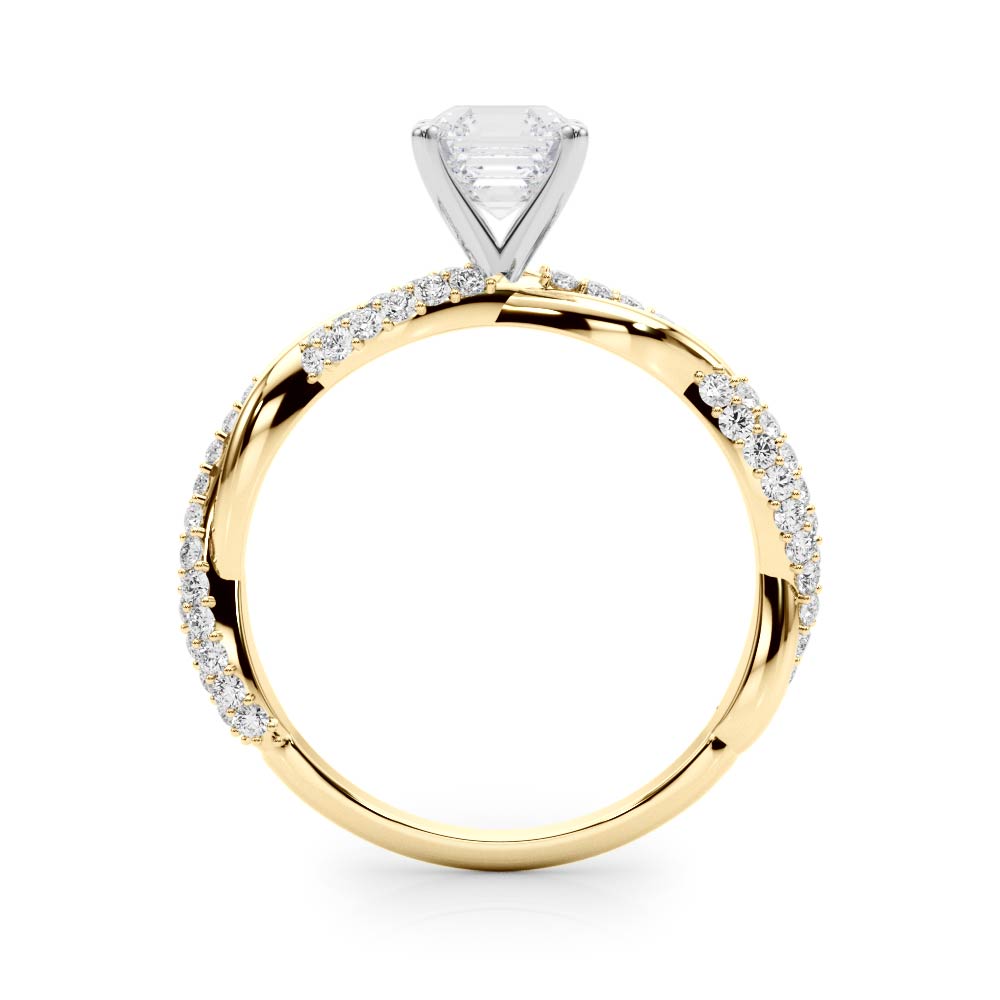 Romantic Twisted Engagement Ring Round Diamond Engagement Ring — 9K/18K Gold & Platinum