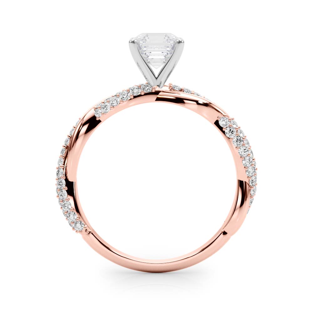 Romantic Twisted Engagement Ring Round Diamond Engagement Ring — 9K/18K Gold & Platinum