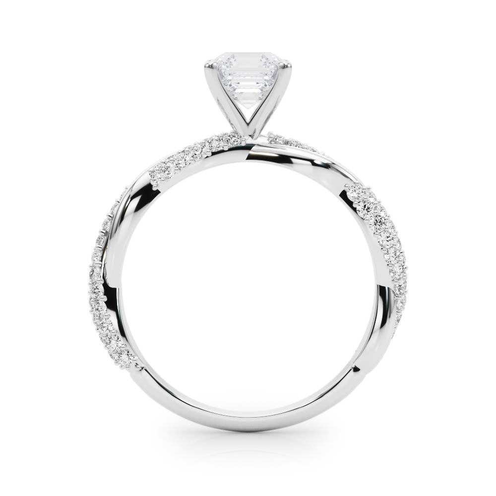 Romantic Twisted Engagement Ring Round Diamond Engagement Ring — 9K/18K Gold & Platinum