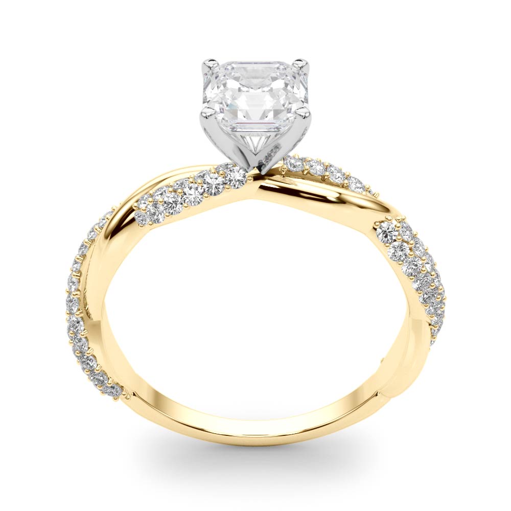 Romantic Twisted Engagement Ring Round Diamond Engagement Ring — 9K/18K Gold & Platinum