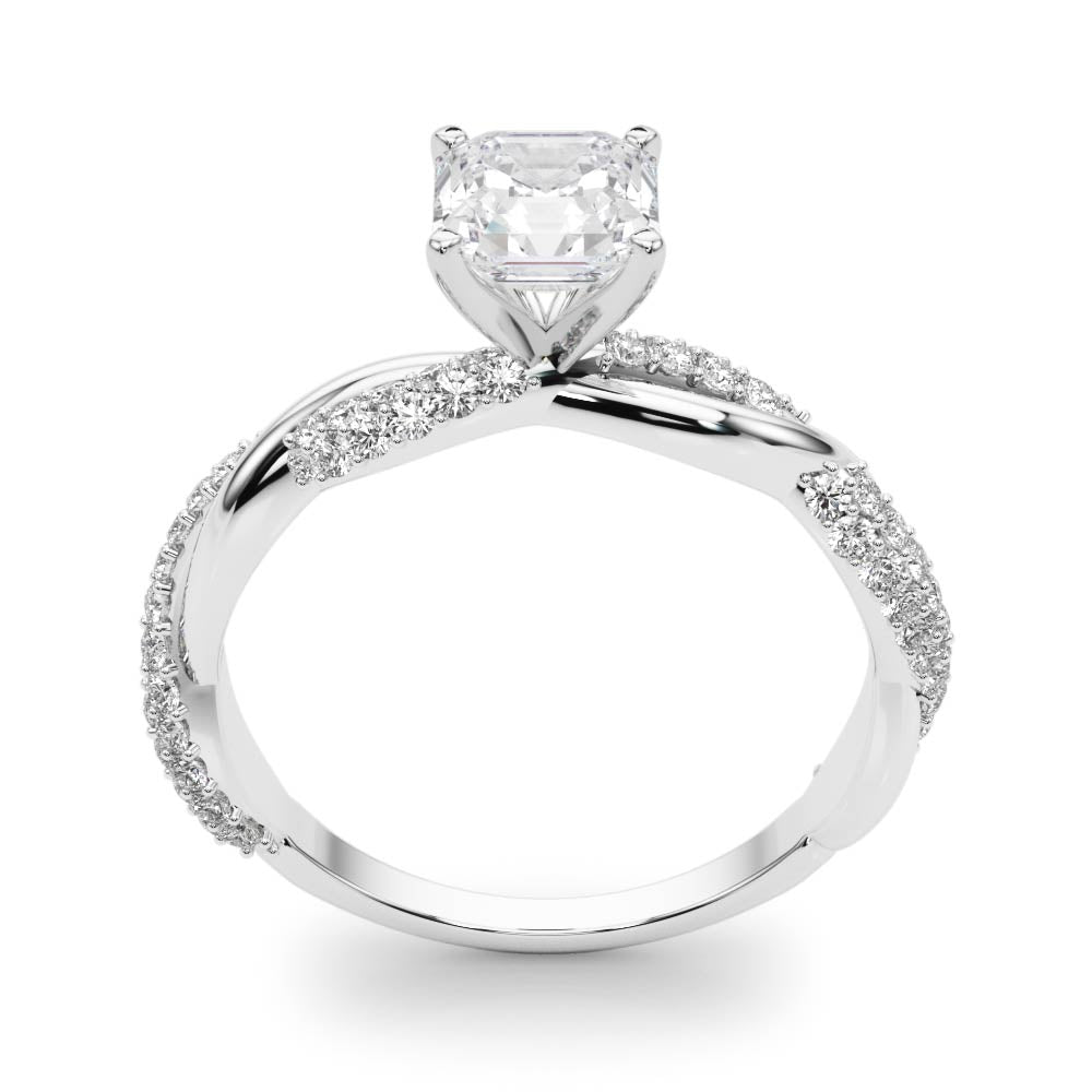 Romantic Twisted Engagement Ring Round Diamond Engagement Ring — 9K/18K Gold & Platinum