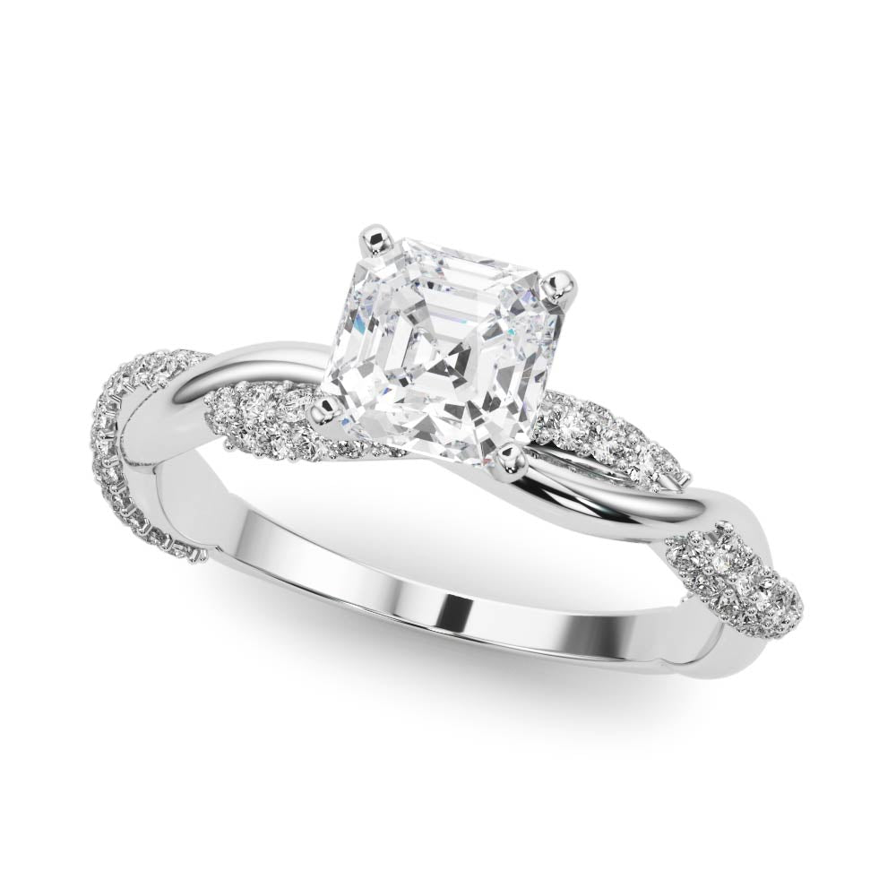 Romantic Twisted Engagement Ring Round Diamond Engagement Ring — 9K/18K Gold & Platinum