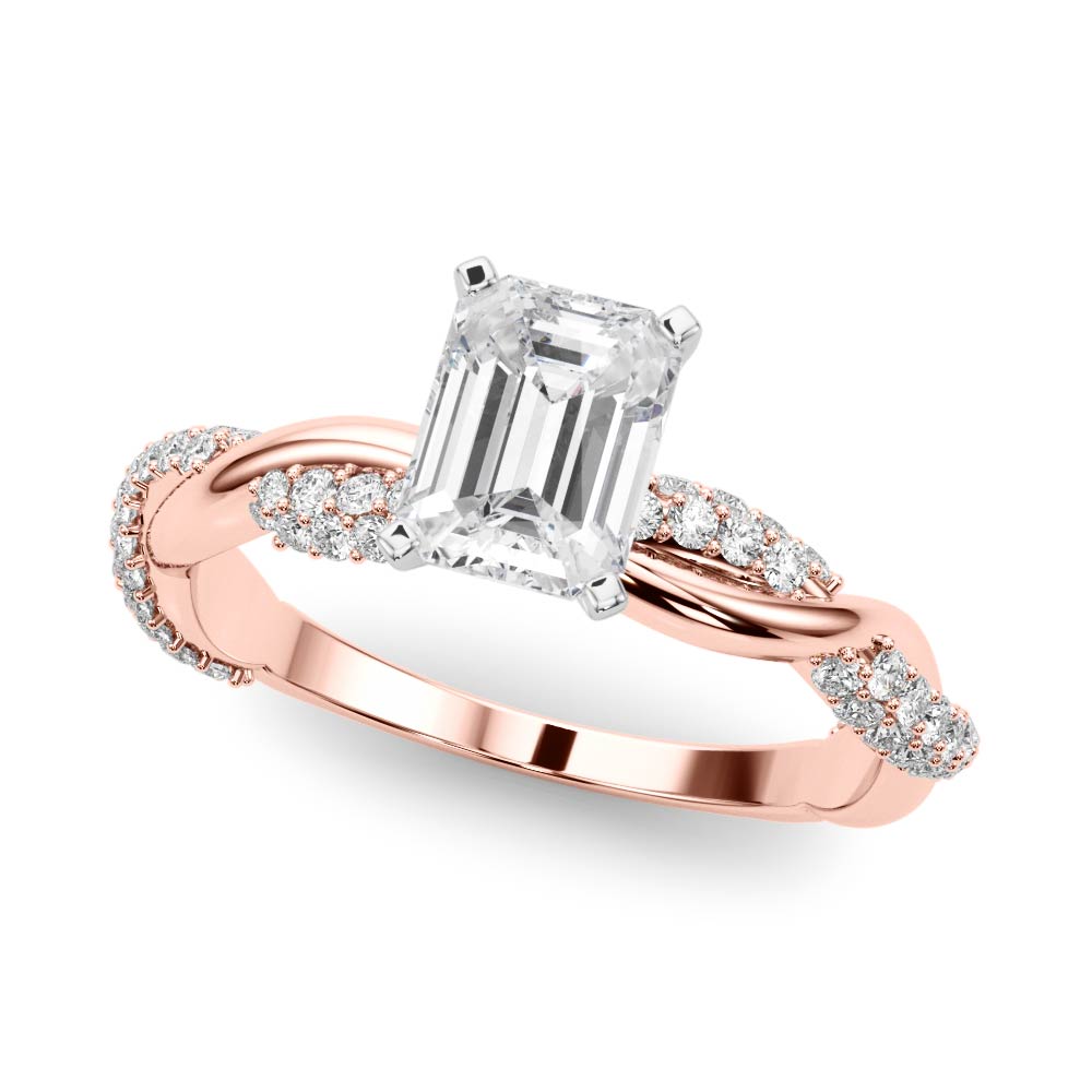 Romantic Twisted Engagement Ring Round Diamond Engagement Ring — 9K/18K Gold & Platinum