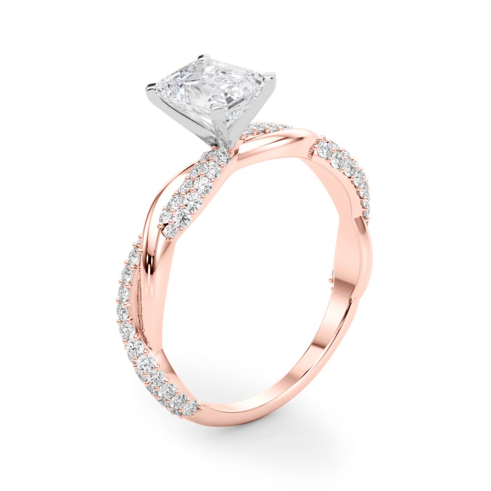 Romantic Twisted Engagement Ring Round Diamond Engagement Ring — 9K/18K Gold & Platinum
