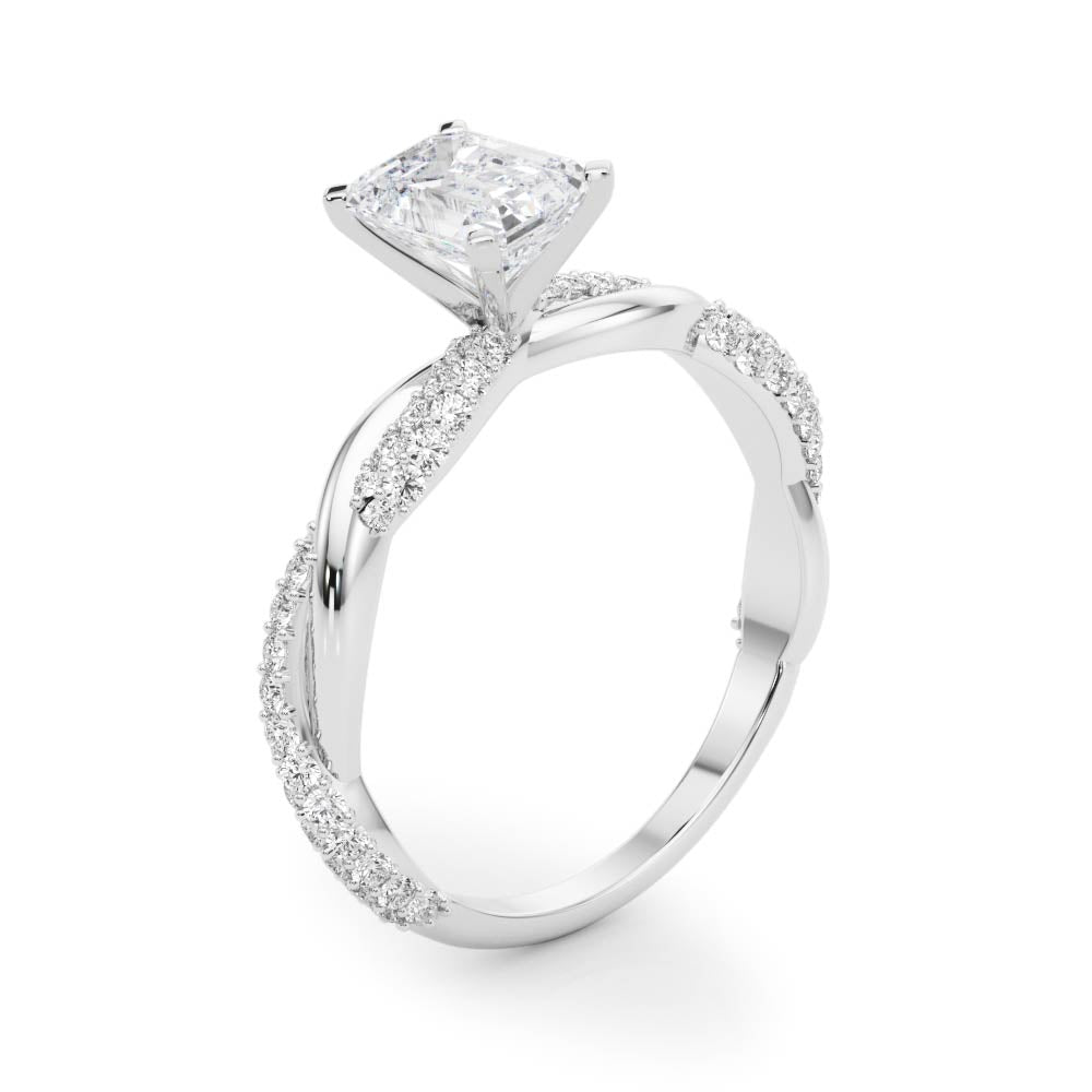 Romantic Twisted Engagement Ring Round Diamond Engagement Ring — 9K/18K Gold & Platinum