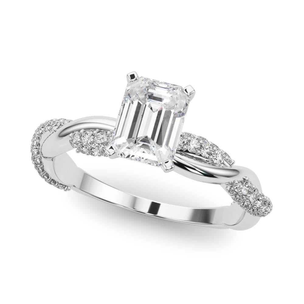 Romantic Twisted Engagement Ring Round Diamond Engagement Ring — 9K/18K Gold & Platinum