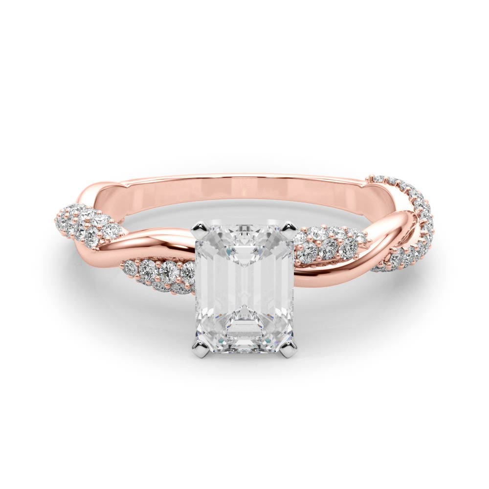Romantic Twisted Engagement Ring Round Diamond Engagement Ring — 9K/18K Gold & Platinum