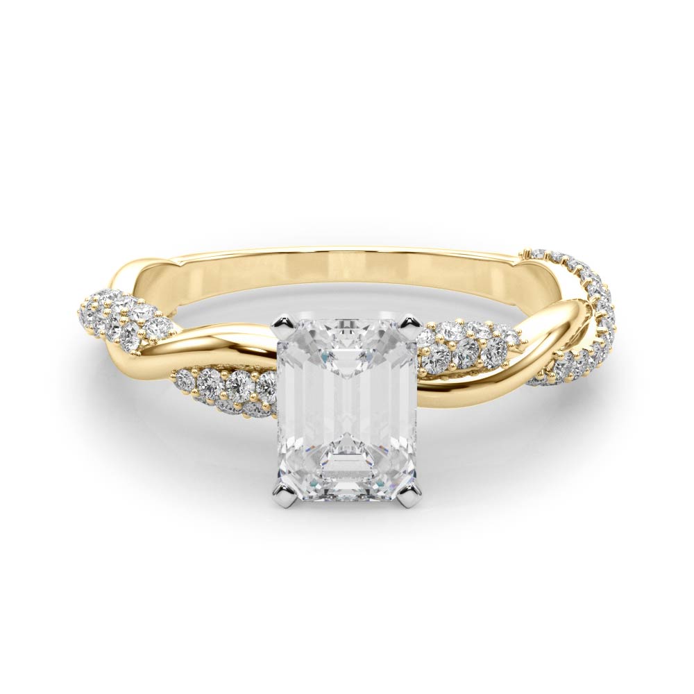 Romantic Twisted Engagement Ring Round Diamond Engagement Ring — 9K/18K Gold & Platinum
