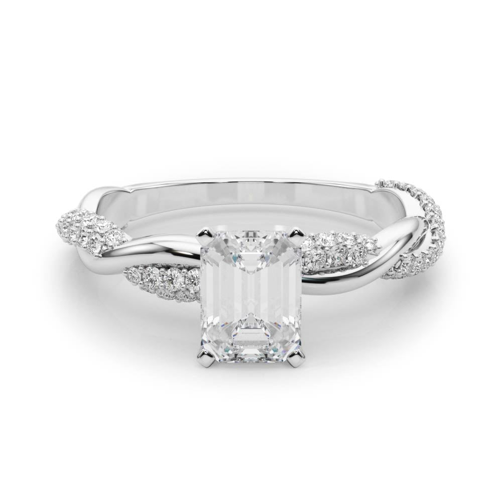 Romantic Twisted Engagement Ring Round Diamond Engagement Ring — 9K/18K Gold & Platinum