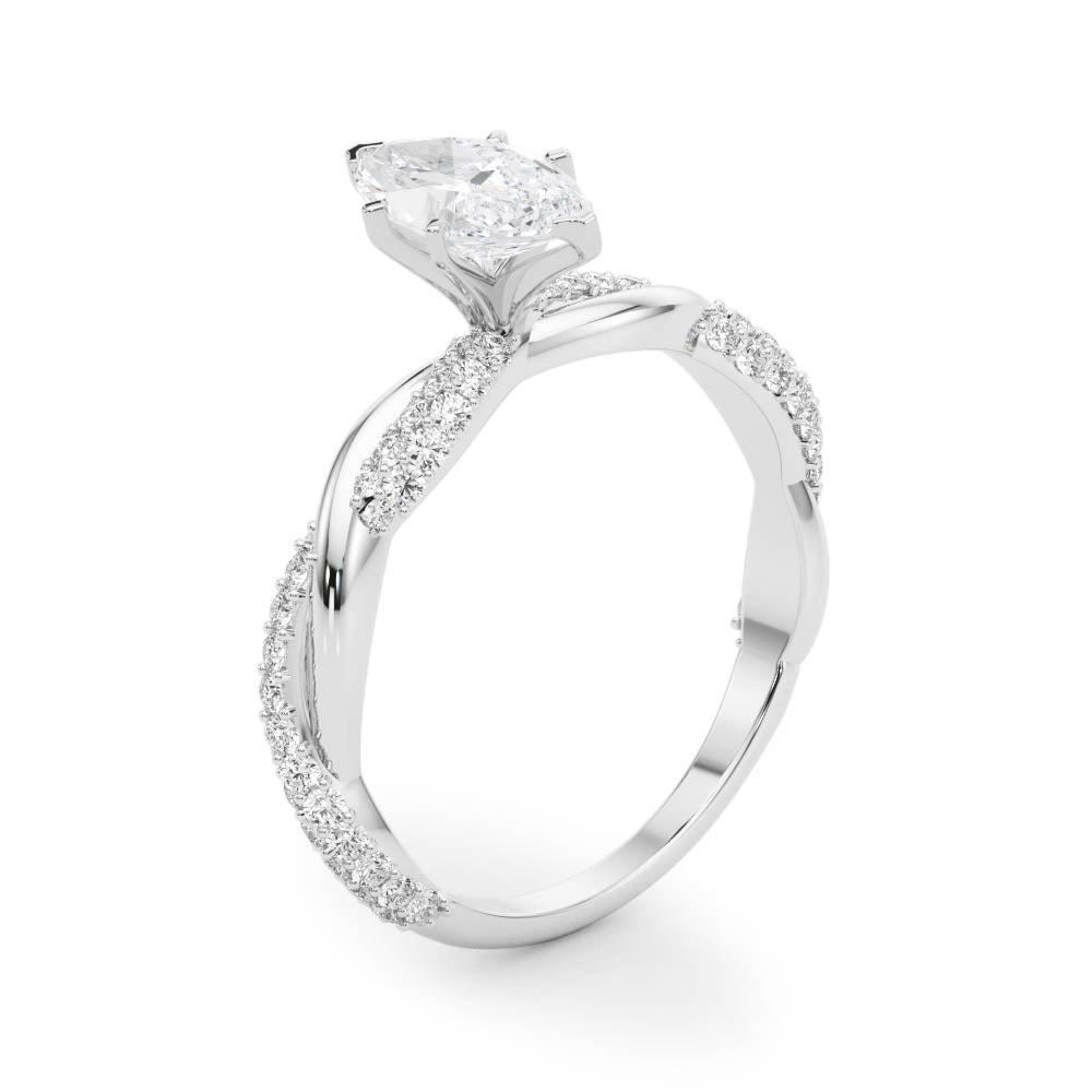 Romantic Twisted Engagement Ring Round Diamond Engagement Ring — 9K/18K Gold & Platinum
