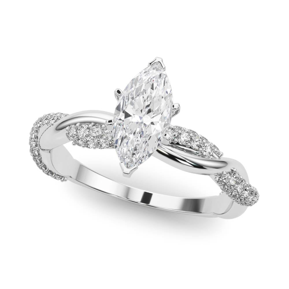 Romantic Twisted Engagement Ring Round Diamond Engagement Ring — 9K/18K Gold & Platinum