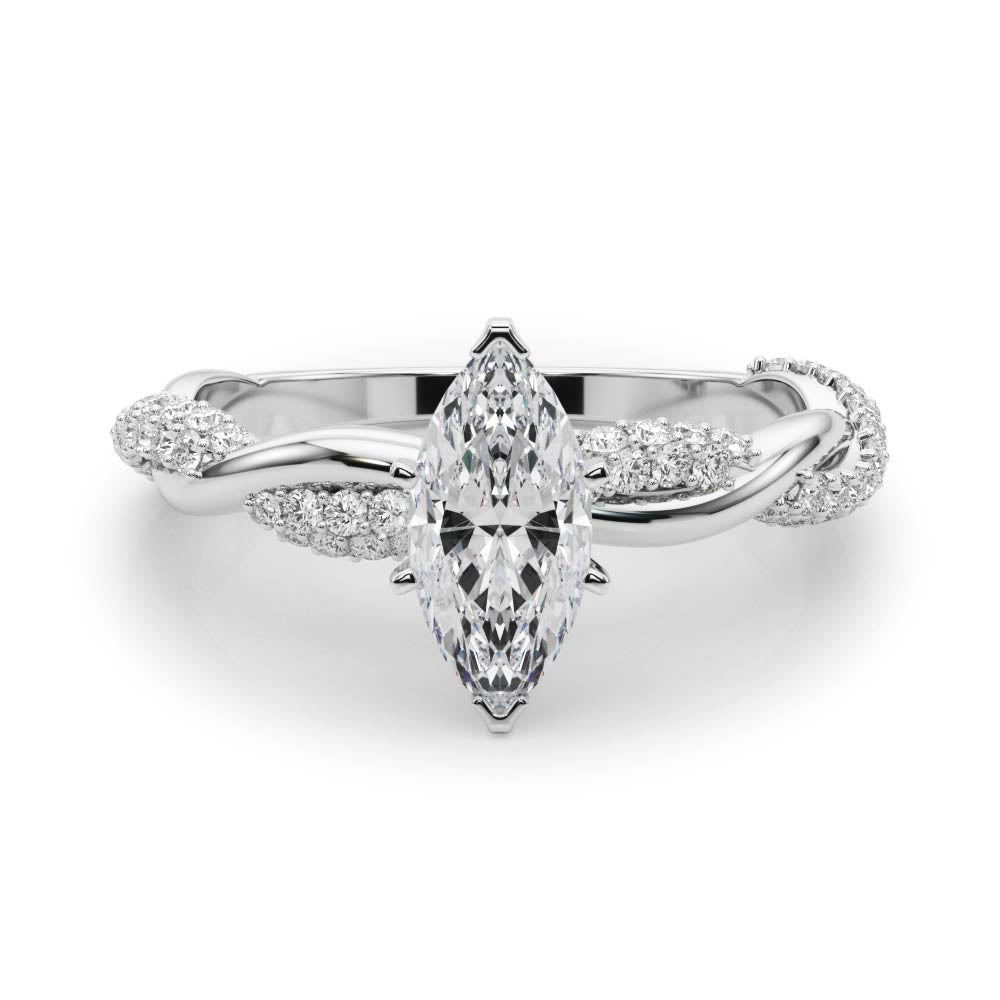 Romantic Twisted Engagement Ring Round Diamond Engagement Ring — 9K/18K Gold & Platinum