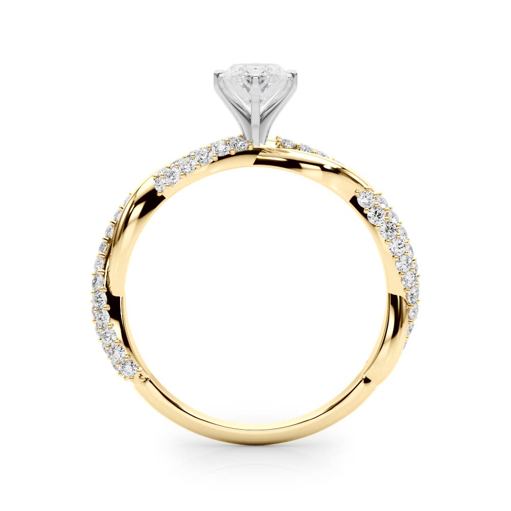 Romantic Twisted Engagement Ring Round Diamond Engagement Ring — 9K/18K Gold & Platinum