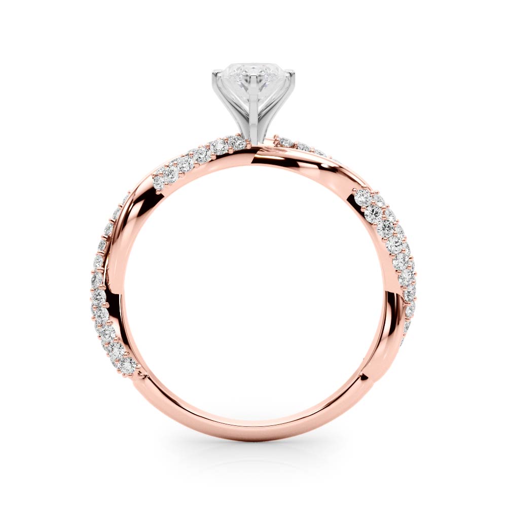 Romantic Twisted Engagement Ring Round Diamond Engagement Ring — 9K/18K Gold & Platinum