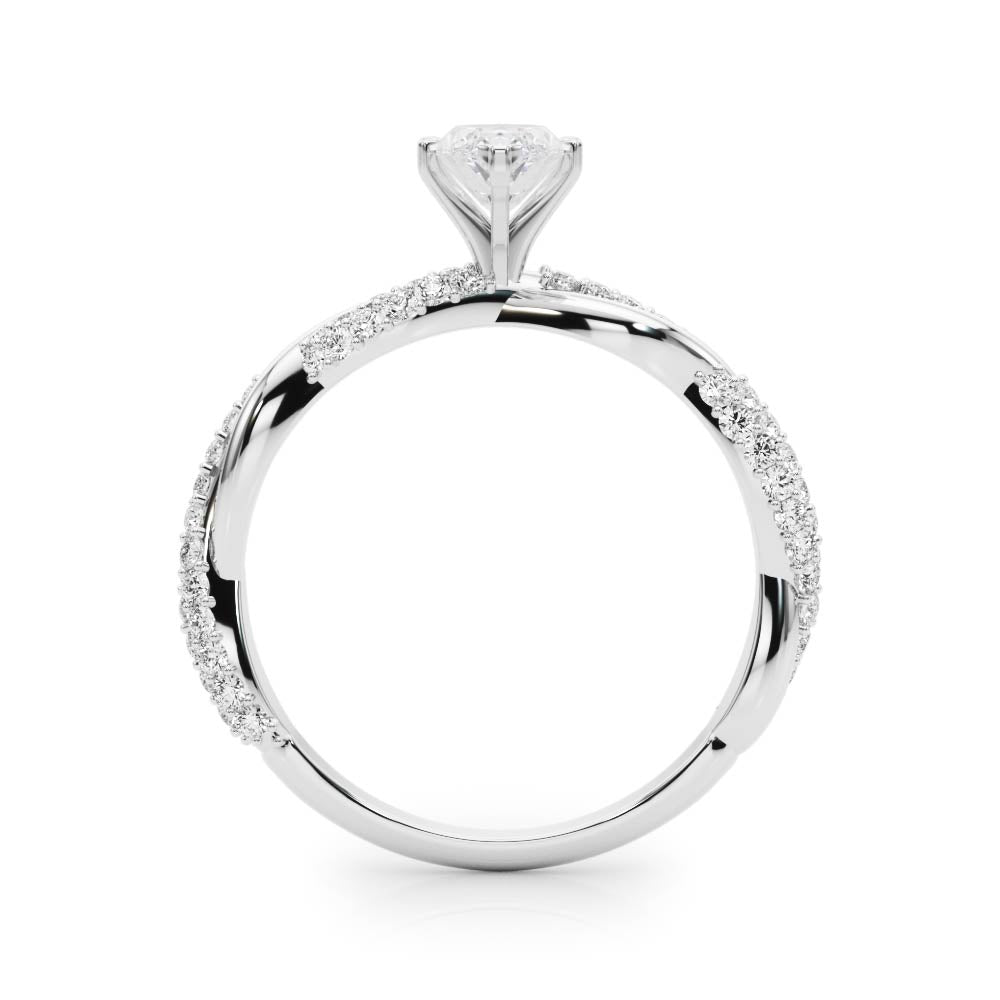 Romantic Twisted Engagement Ring Round Diamond Engagement Ring — 9K/18K Gold & Platinum