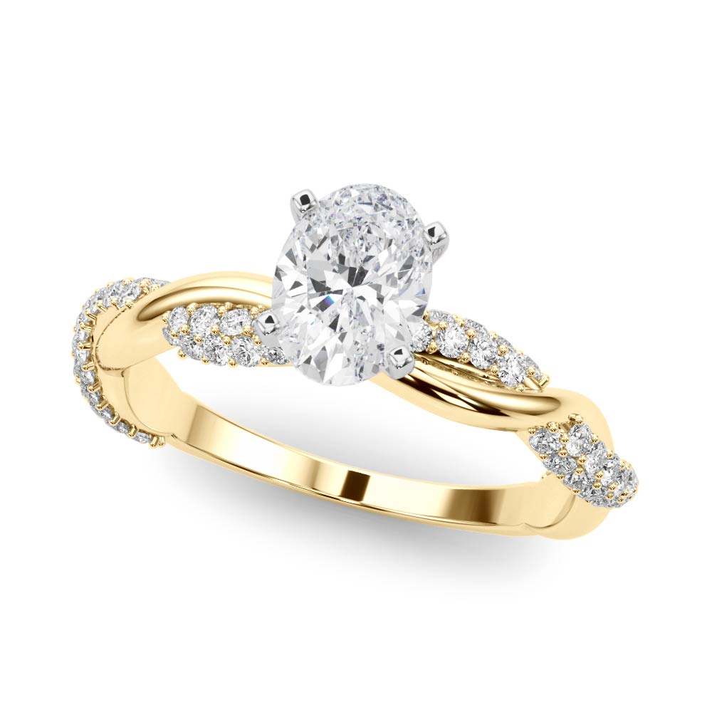 Romantic Twisted Engagement Ring Round Diamond Engagement Ring — 9K/18K Gold & Platinum