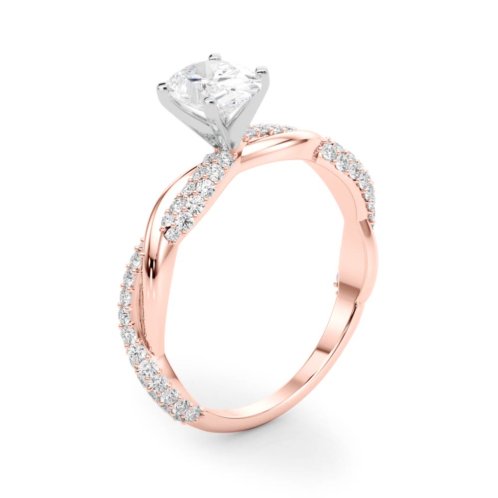 Romantic Twisted Engagement Ring Round Diamond Engagement Ring — 9K/18K Gold & Platinum