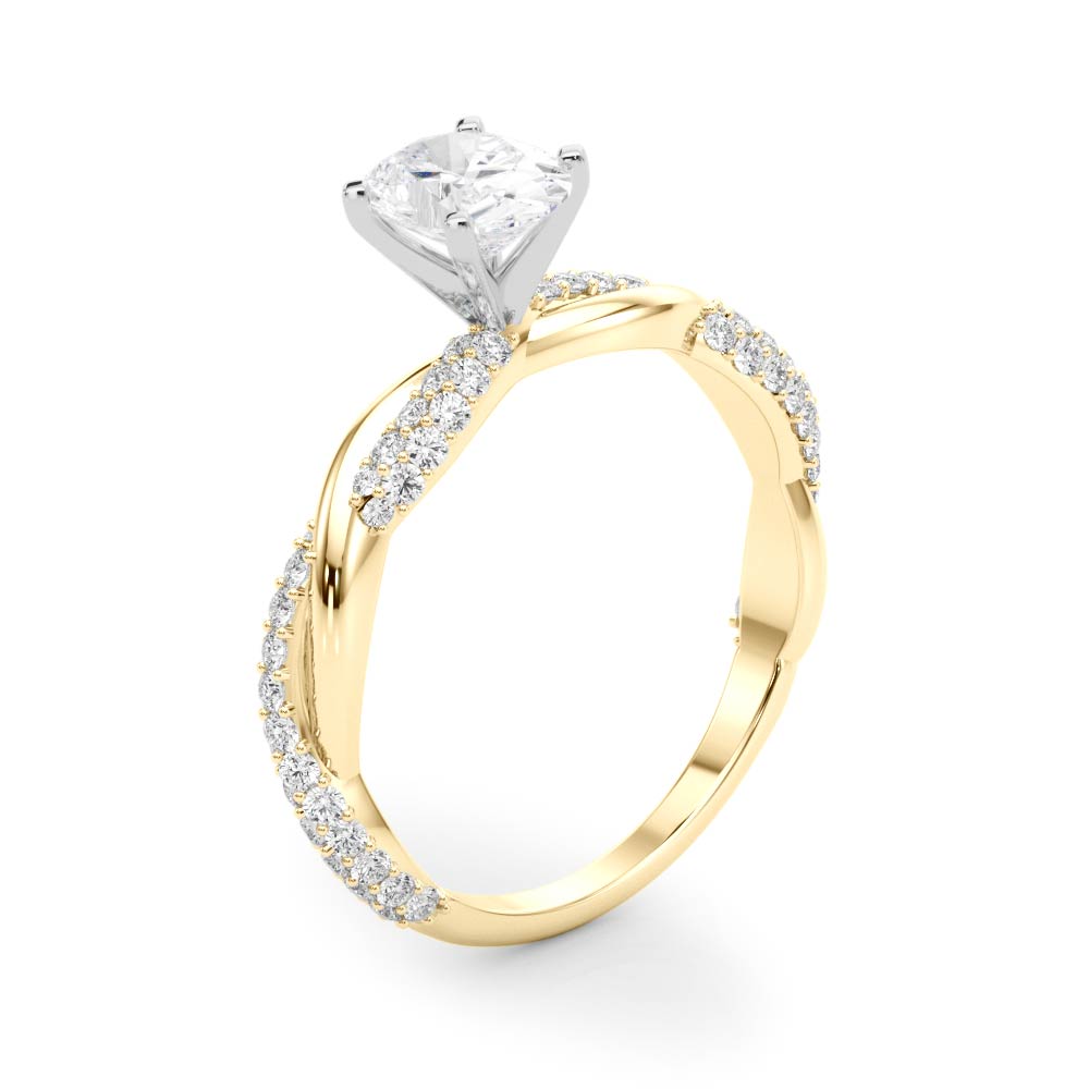 Romantic Twisted Engagement Ring Round Diamond Engagement Ring — 9K/18K Gold & Platinum