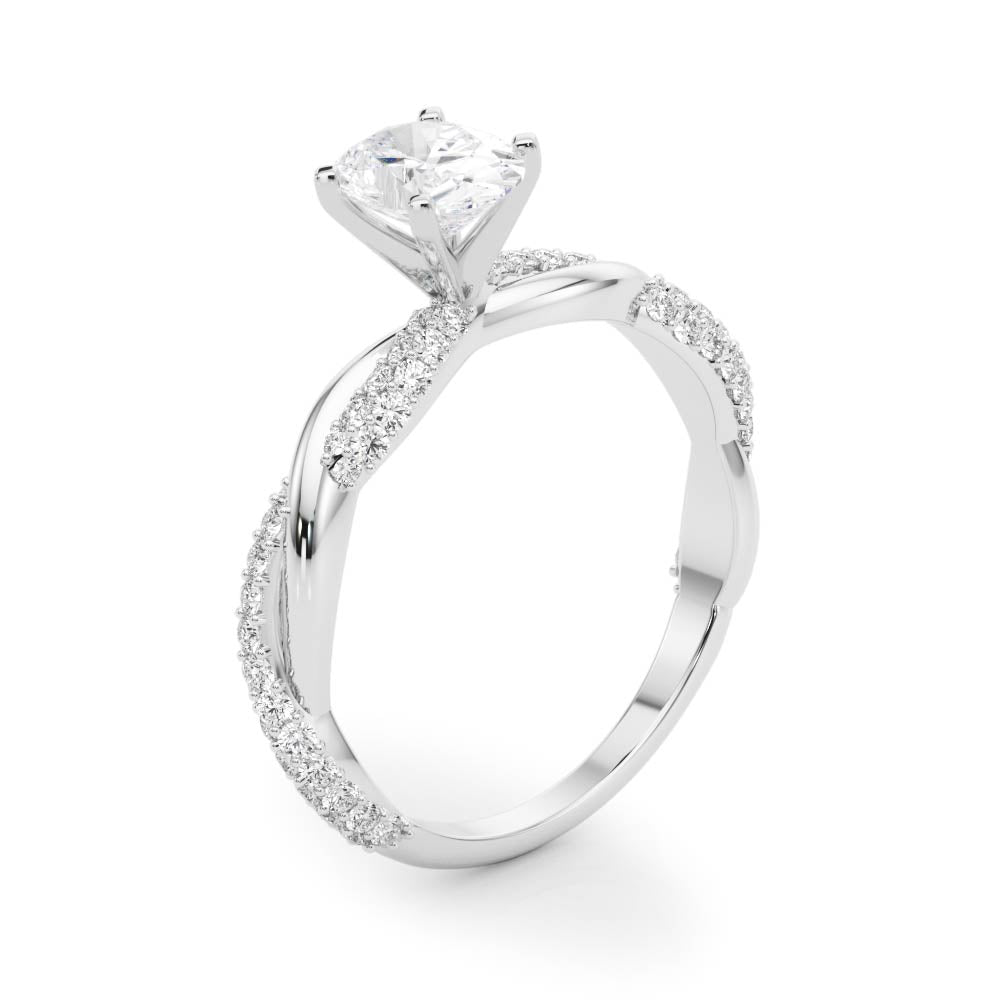 Romantic Twisted Engagement Ring Round Diamond Engagement Ring — 9K/18K Gold & Platinum